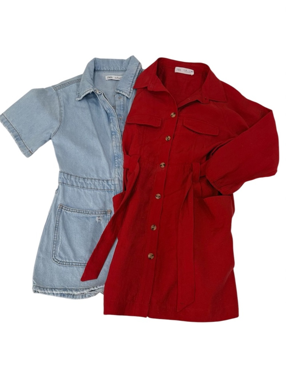 Zara Girls bundle of 2 red dress and denim jumpsuit size 9
